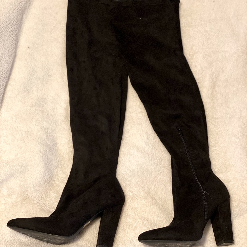 Miss Lola Black Over The Knee Boots